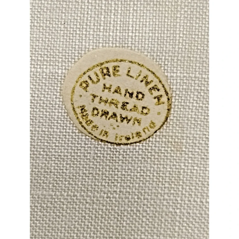 Vtg 100%‎ Linen 5 Napkins Hand Thread Drawn Ireland Tagged EIBAND'S Galveston TX